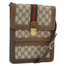 GUCCI GG Supreme Web Sherry Line Shoulder Bag PVC Beige Gold Auth 166128-1