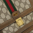 GUCCI GG Supreme Web Sherry Line Shoulder Bag PVC Beige Gold Auth 166128-17