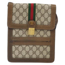 GUCCI GG Supreme Web Sherry Line Shoulder Bag PVC Beige Gold Auth 166128-13
