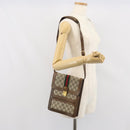 GUCCI GG Supreme Web Sherry Line Shoulder Bag PVC Beige Gold Auth 166128-21