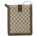 GUCCI GG Supreme Web Sherry Line Shoulder Bag PVC Beige Gold Auth 166128-2