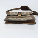 GUCCI GG Supreme Web Sherry Line Shoulder Bag PVC Beige Gold Auth 166128-5