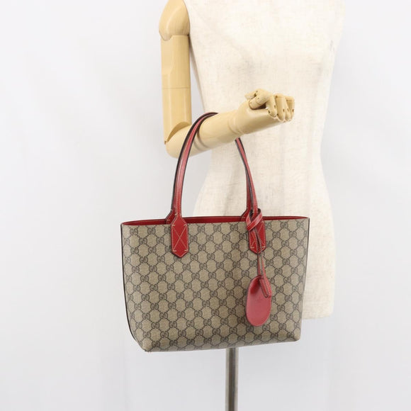 GUCCI GG Supreme Tote Bag PVC Beige 372613 Auth 166129