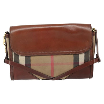 BURBERRY Nova Check Shoulder Bag Canvas Leather Beige gold Auth 166132 - 0