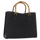 GUCCI Bamboe Handtas Leer 2way Zwart Goud 002 0260 Auth 166139-1