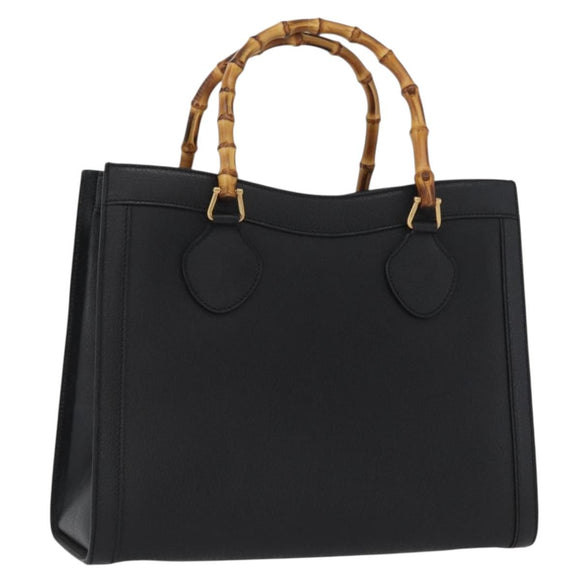 GUCCI Bamboe Handtas Leer 2way Zwart Goud 002 0260 Auth 166139