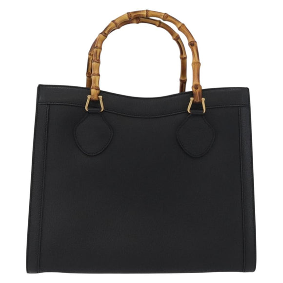GUCCI Bamboe Handtas Leer 2way Zwart Goud 002 0260 Auth 166139