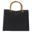 GUCCI Bamboe Handtas Leer 2way Zwart Goud 002 0260 Auth 166139-2