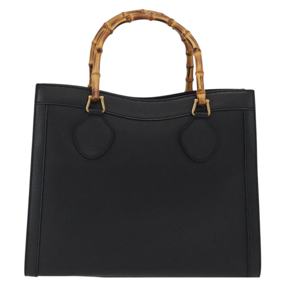 GUCCI Bamboe Handtas Leer 2way Zwart Goud 002 0260 Auth 166139