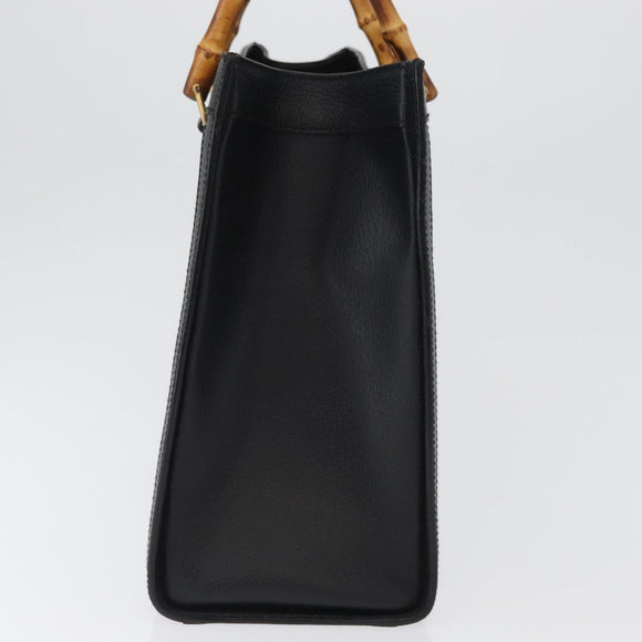 GUCCI Bamboe Handtas Leer 2way Zwart Goud 002 0260 Auth 166139