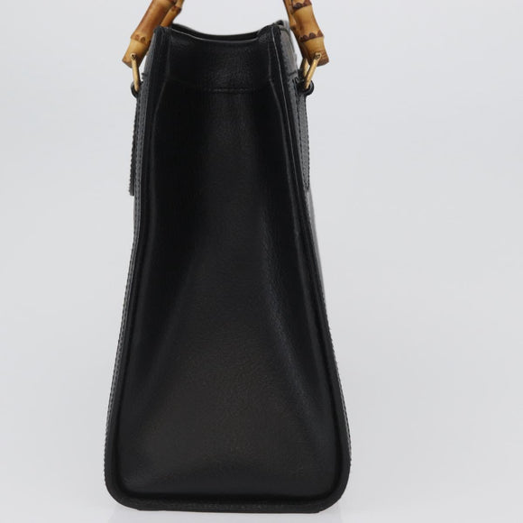 GUCCI Bamboe Handtas Leer 2way Zwart Goud 002 0260 Auth 166139