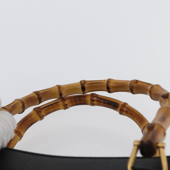 GUCCI Bamboe Handtas Leer 2way Zwart Goud 002 0260 Auth 166139