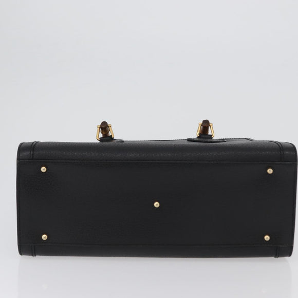 GUCCI Bamboe Handtas Leer 2way Zwart Goud 002 0260 Auth 166139