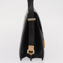 CELINE Horse Carriage Shoulder Bag Leather Black Gold Auth 166146-4