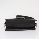 CELINE Horse Carriage Shoulder Bag Leather Black Gold Auth 166146-5