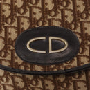Christian Dior Trotter Canvas Shoulder Bag Brown Gold Auth 166150-14