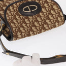 Christian Dior Trotter Canvas Shoulder Bag Brown Gold Auth 166150-6