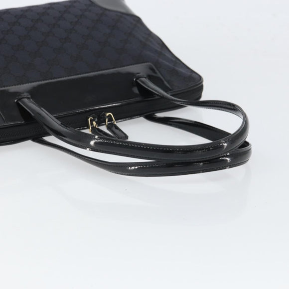 GUCCI GG Canvas Tote Bag Black Silver 002 1122 Auth 166168