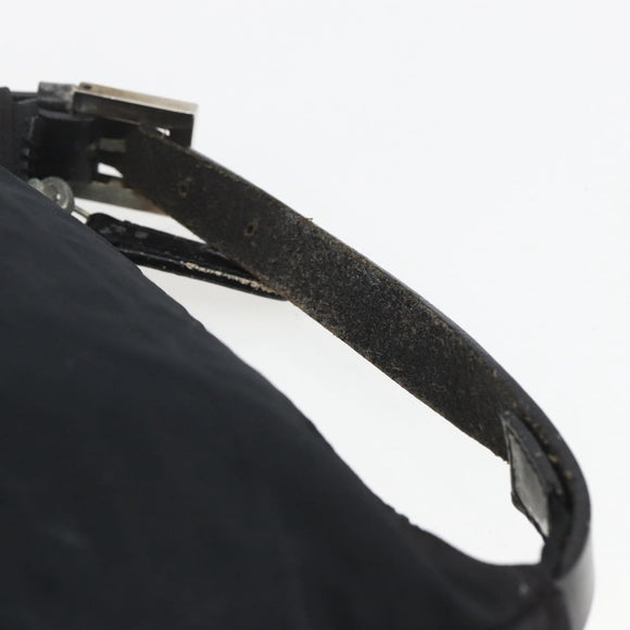 FENDI Zucca Canvas Hand Pouch Black Silver Auth 166172