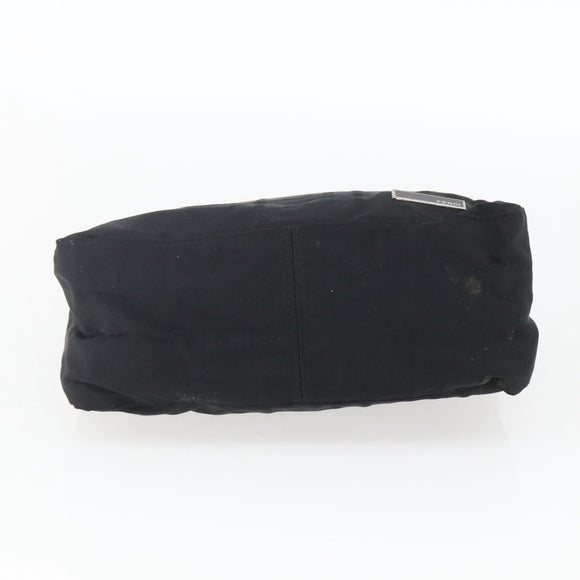 FENDI Zucca Canvas Hand Pouch Black Silver Auth 166172