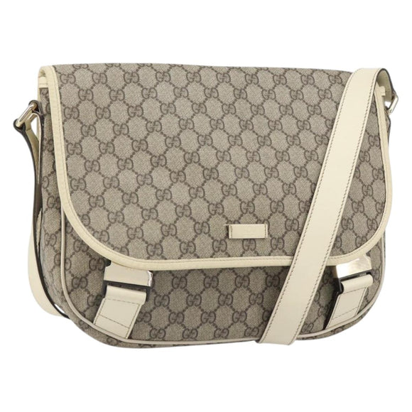 GUCCI GG Supreme Shoulder Bag PVC Beige Gold 201732 Auth 166189