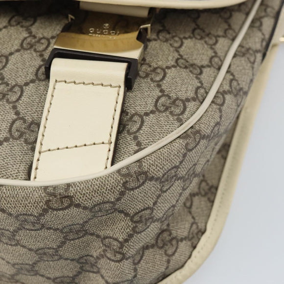 GUCCI GG Supreme Shoulder Bag PVC Beige Gold 201732 Auth 166189