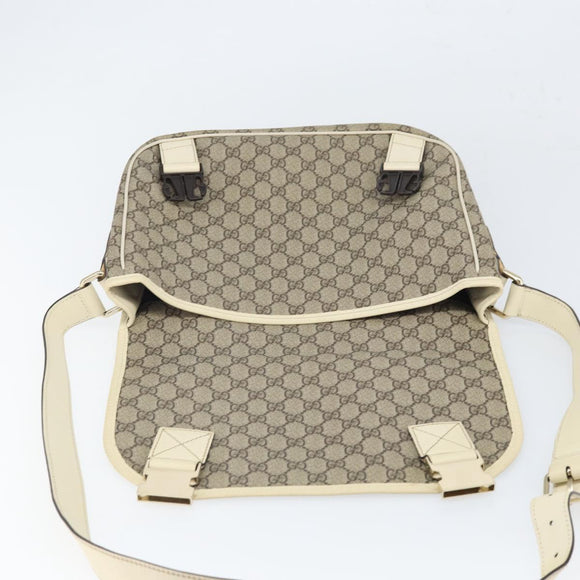 GUCCI GG Supreme Shoulder Bag PVC Beige Gold 201732 Auth 166189