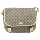 GUCCI GG Supreme Shoulder Bag PVC Beige Gold 201732 Auth 166189-2
