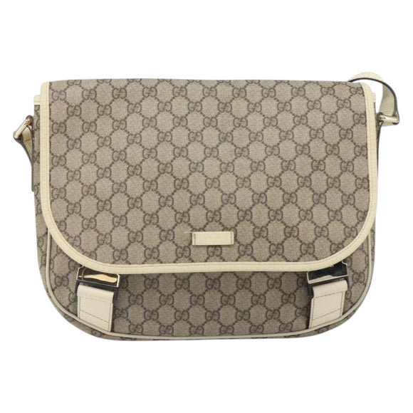 GUCCI GG Supreme Shoulder Bag PVC Beige Gold 201732 Auth 166189