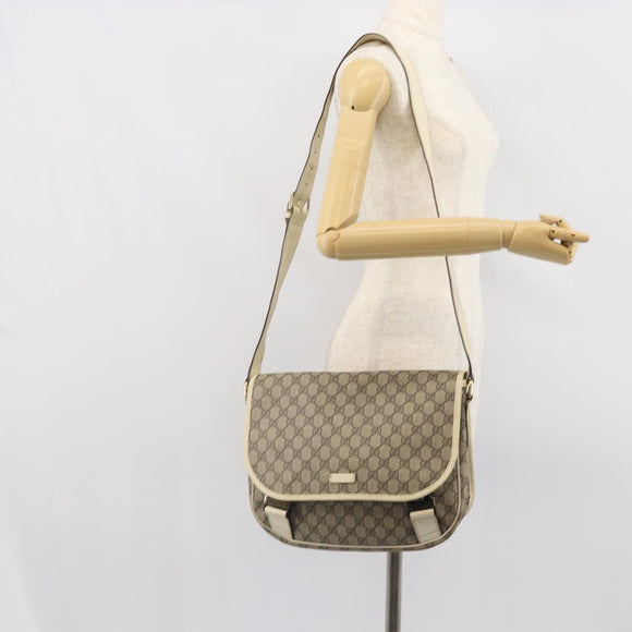 GUCCI GG Supreme Shoulder Bag PVC Beige Gold 201732 Auth 166189