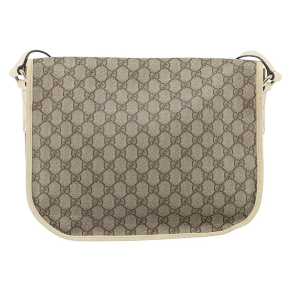 GUCCI GG Supreme Shoulder Bag PVC Beige Gold 201732 Auth 166189