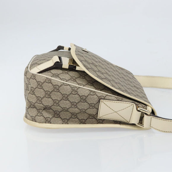 GUCCI GG Supreme Shoulder Bag PVC Beige Gold 201732 Auth 166189