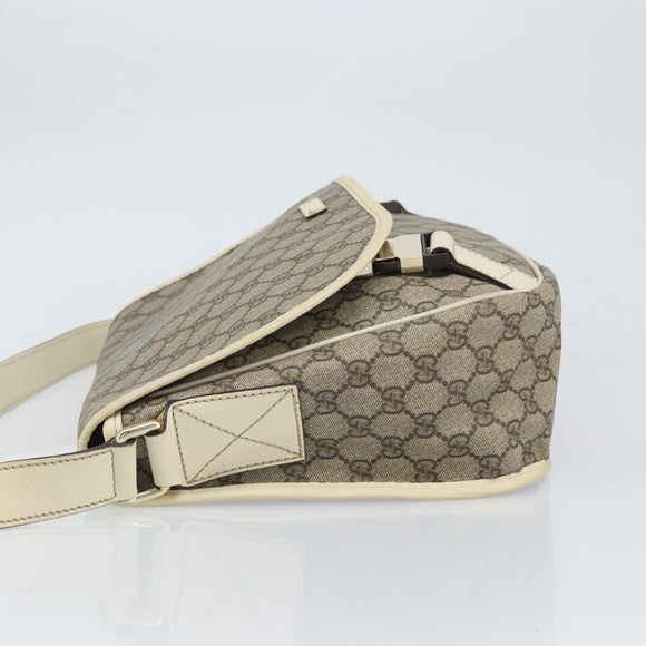 GUCCI GG Supreme Shoulder Bag PVC Beige Gold 201732 Auth 166189