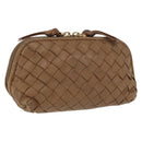 BOTTEGA VENETA INTRECCIATO Pouch Leather Brown Gold Auth 166198-1