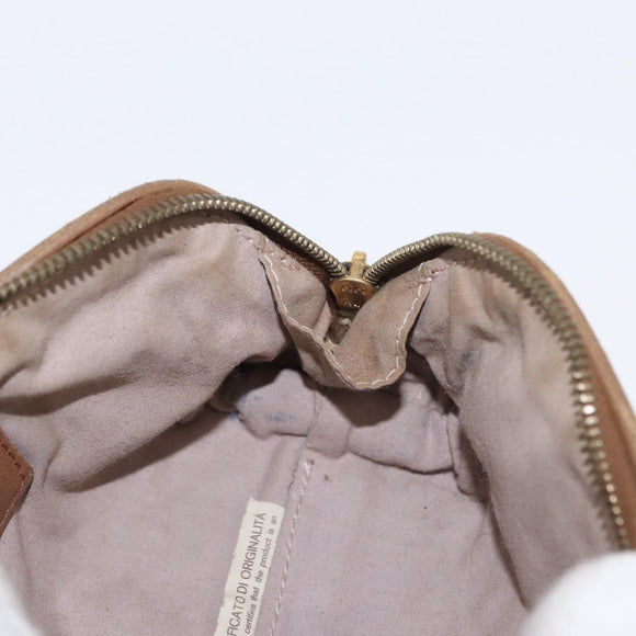 BOTTEGA VENETA INTRECCIATO Pouch Leather Brown Gold Auth 166198