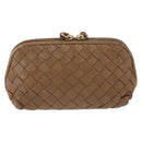 BOTTEGA VENETA INTRECCIATO Pouch Leather Brown Gold Auth 166198-2