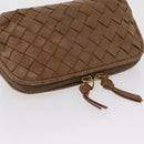 BOTTEGA VENETA INTRECCIATO Pouch Leather Brown Gold Auth 166198-5