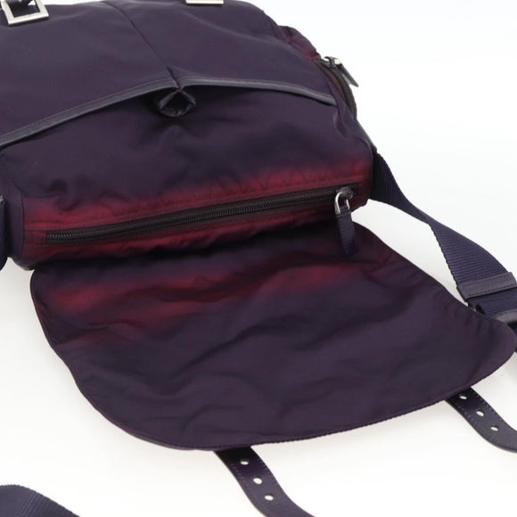 PRADA Shoulder Bag Nylon Purple Silver Auth 166221