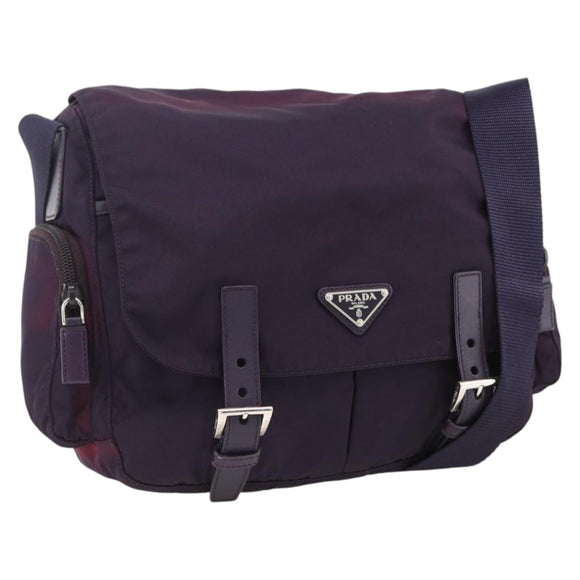 PRADA Shoulder Bag Nylon Purple Silver Auth 166221