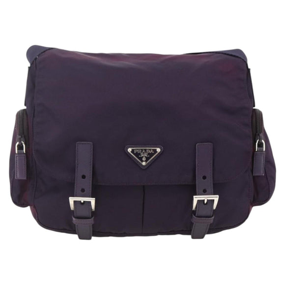 PRADA Shoulder Bag Nylon Purple Silver Auth 166221
