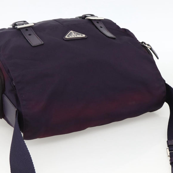 PRADA Shoulder Bag Nylon Purple Silver Auth 166221