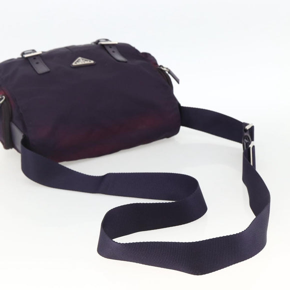 PRADA Shoulder Bag Nylon Purple Silver Auth 166221