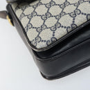 GUCCI GG Supreme Shoulder Bag PVC Navy Gold 001 16 4084 Auth 166222-14
