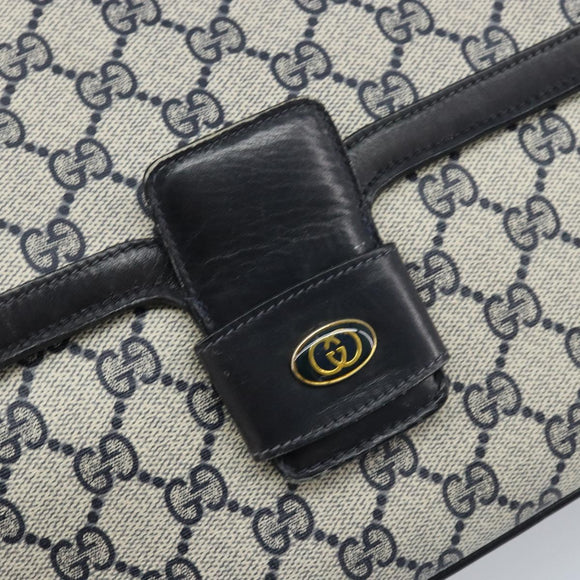 GUCCI GG Supreme Shoulder Bag PVC Navy Gold 001 16 4084 Auth 166222