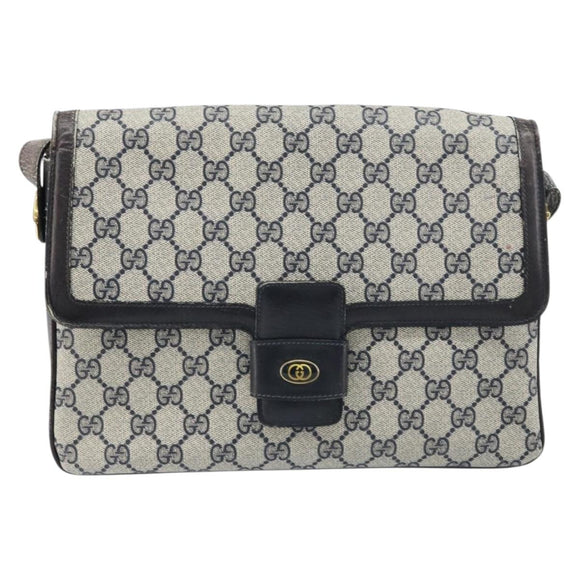 GUCCI GG Supreme Shoulder Bag PVC Navy Gold 001 16 4084 Auth 166222