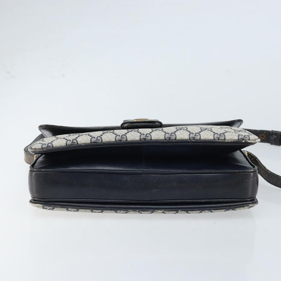 GUCCI GG Supreme Shoulder Bag PVC Navy Gold 001 16 4084 Auth 166222