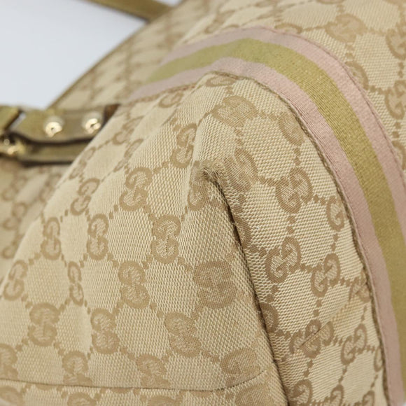 GUCCI GG Canvas Sherry Line Tote Bag Beige Gold 137396 Auth 166223