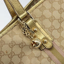 GUCCI GG Canvas Sherry Line Tote Bag Beige Gold 137396 Auth 166223-15