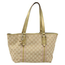 GUCCI GG Canvas Sherry Line Tote Bag Beige Gold 137396 Auth 166223-2