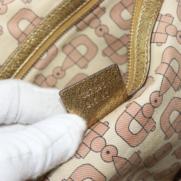 GUCCI GG Canvas Sherry Line Tote Bag Beige Gold 137396 Auth 166223